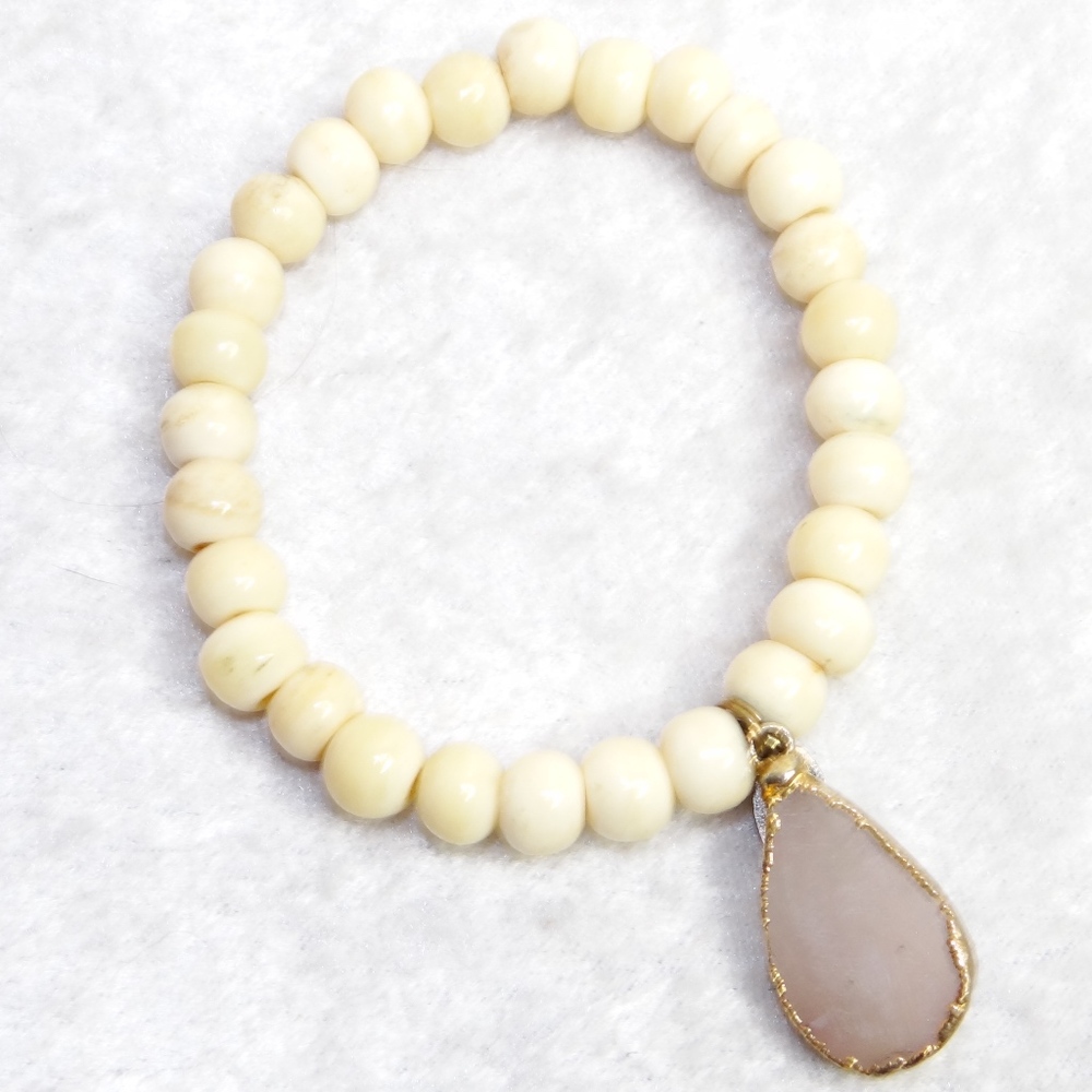 BPD Faux Geode Crystal Teardrop Bracelet Stretchy
